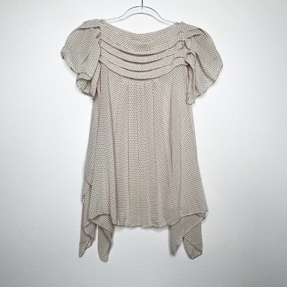 MAX STUDIO Polka Dot Pleated Blouse